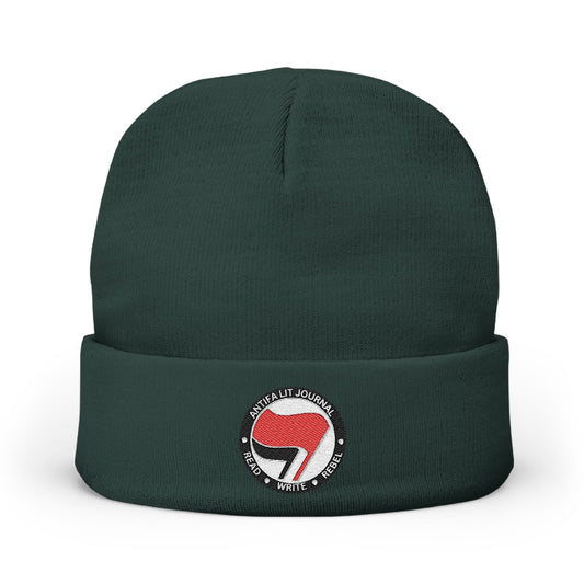 Antifa Lit Journal Embroidered Knit Beanie