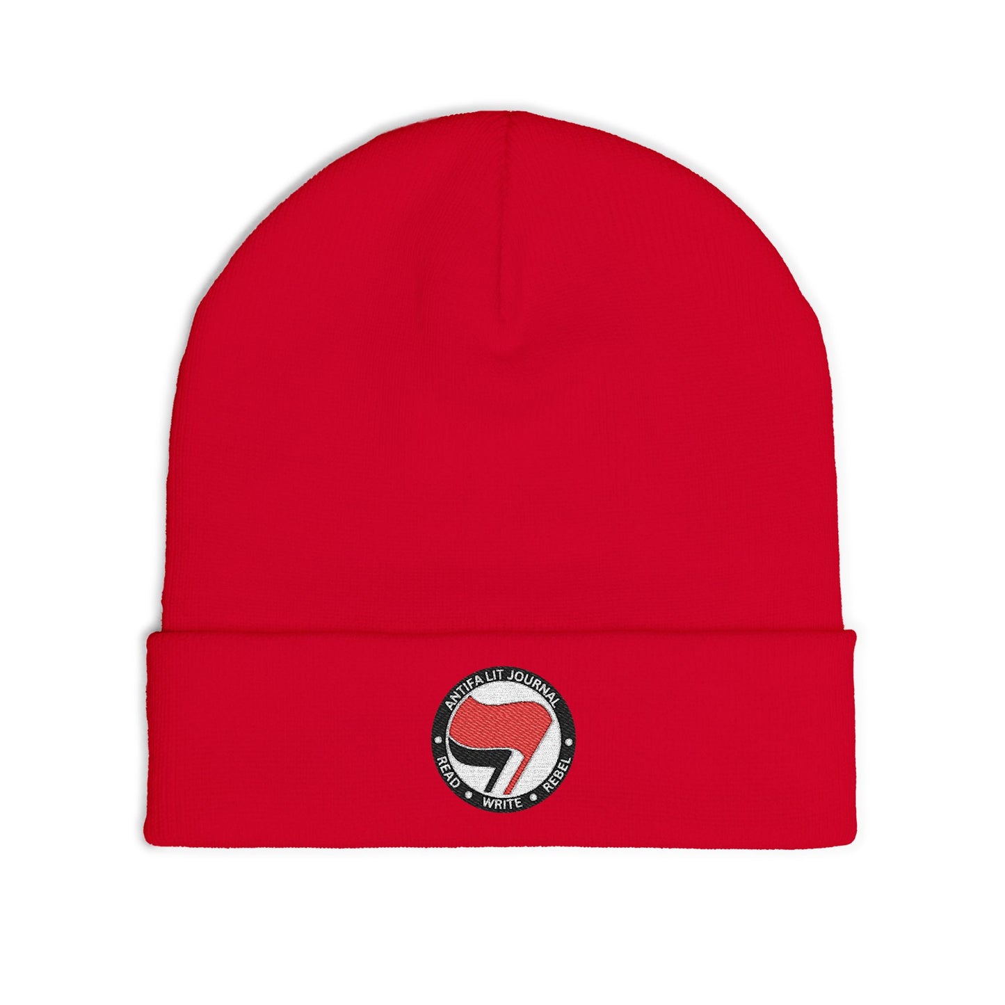 Antifa Lit Journal Embroidered Knit Beanie