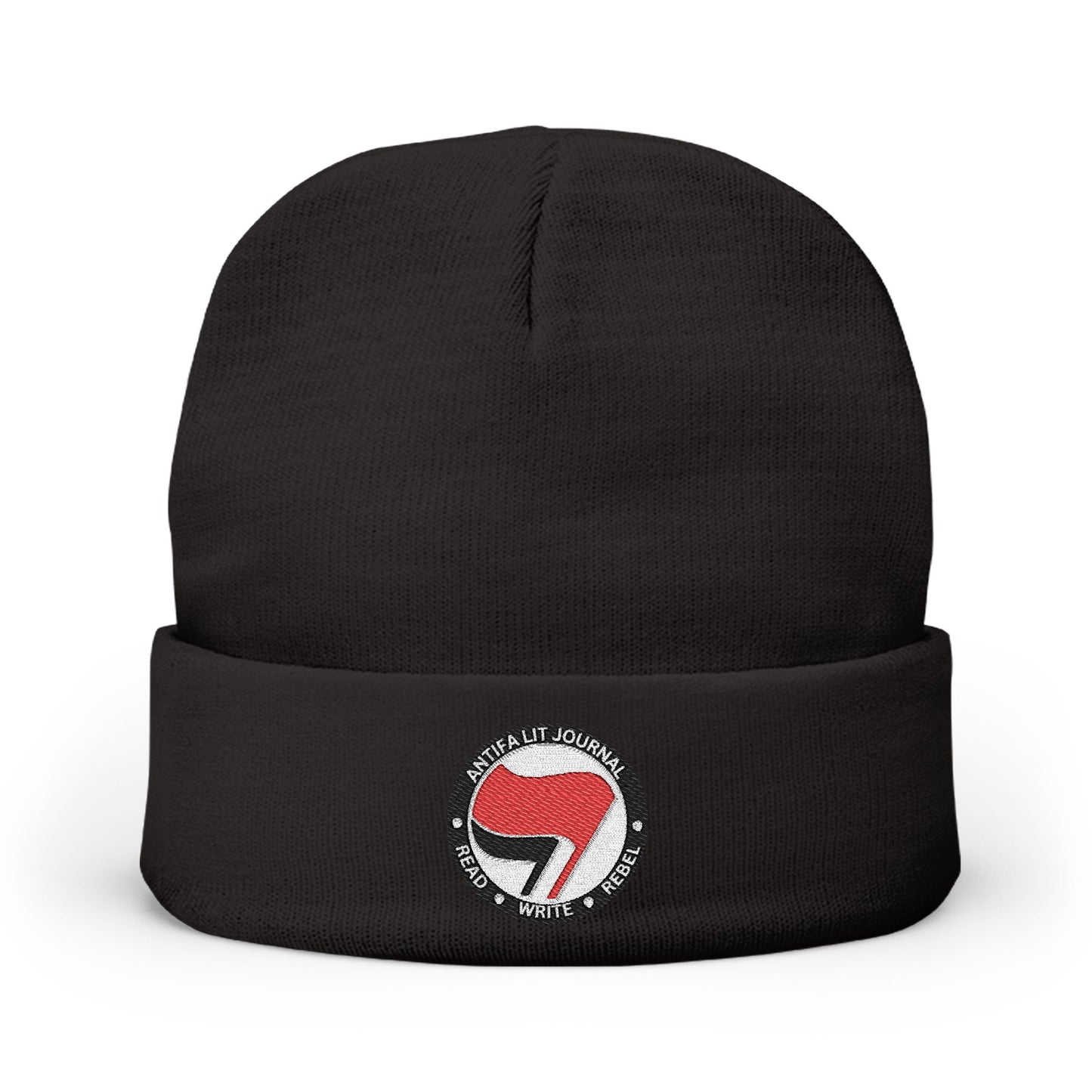 Antifa Lit Journal Embroidered Knit Beanie