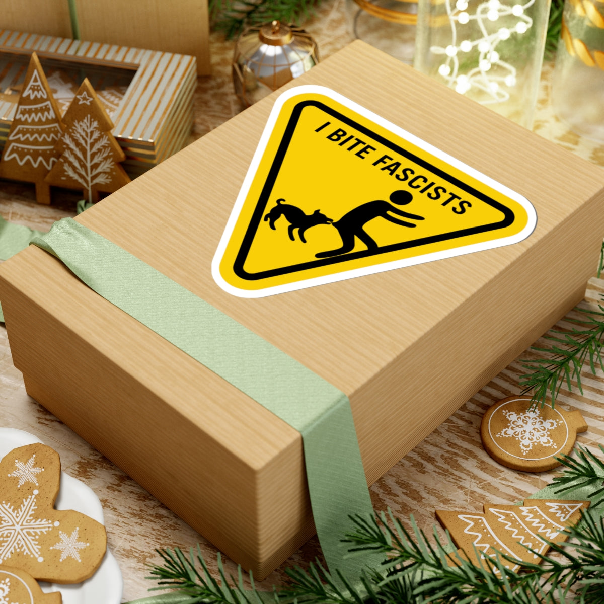 I Bite Fascists Kiss-Cut Sticker