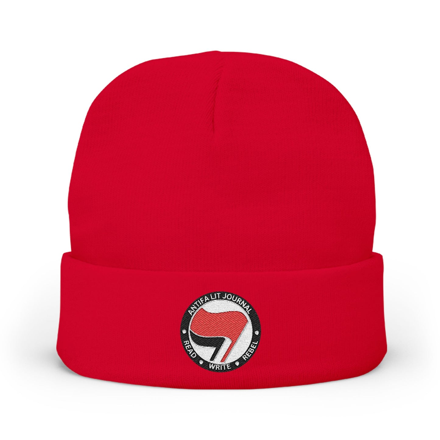 Antifa Lit Journal Embroidered Knit Beanie