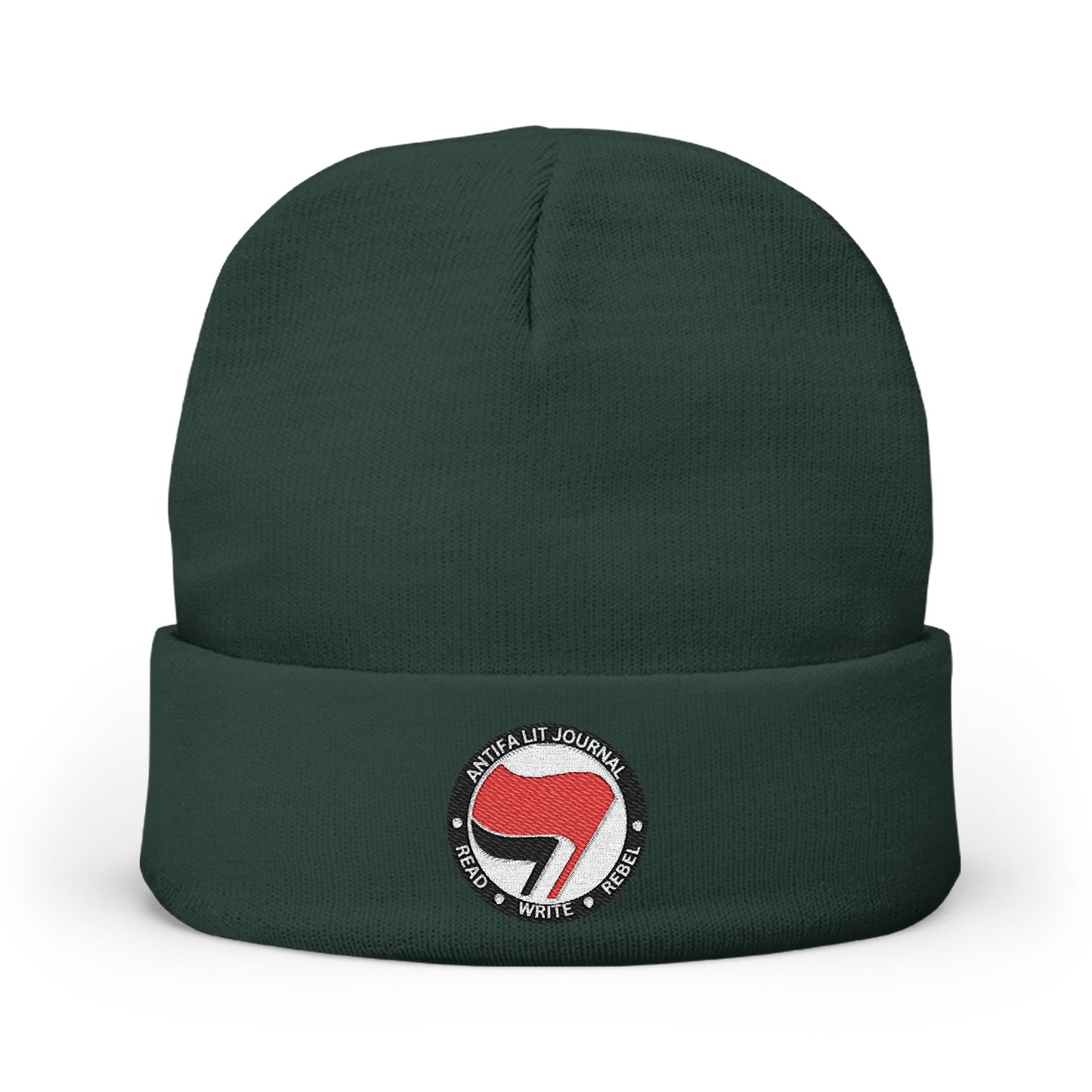 Antifa Lit Journal Embroidered Knit Beanie